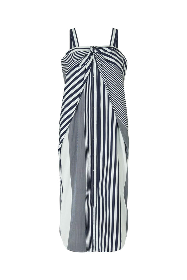 Bondie - Medley stripe tie front dress I Navy stripe Navy stripe XS 1 - Rabens Saloner - DK