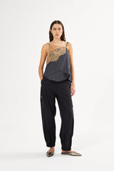Blondie - Sheer lace camisole top I Tobacco combo 3 - Rabens Saloner - DK