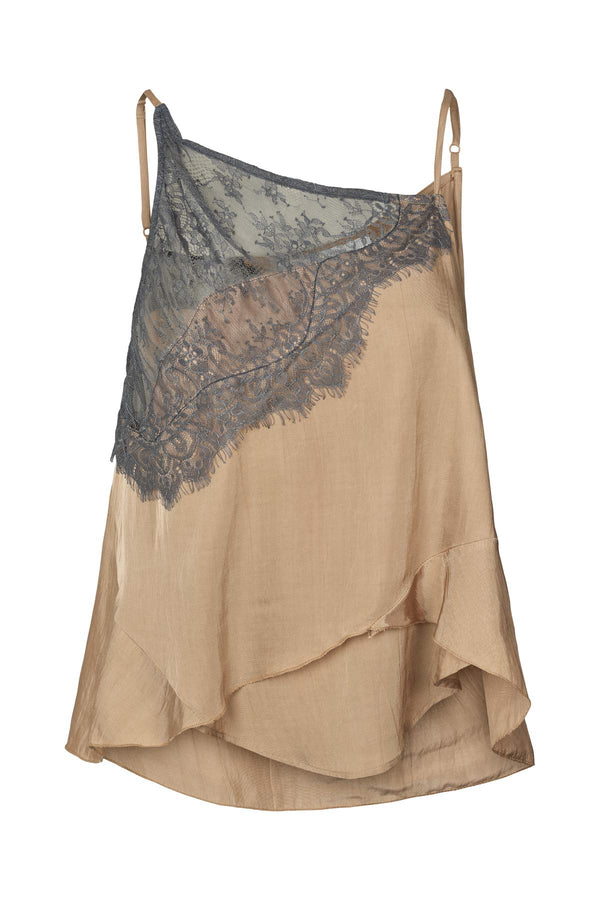 Blondie - Sheer lace camisole top I Tobacco combo Tobacco combo XS 1 - Rabens Saloner - DK