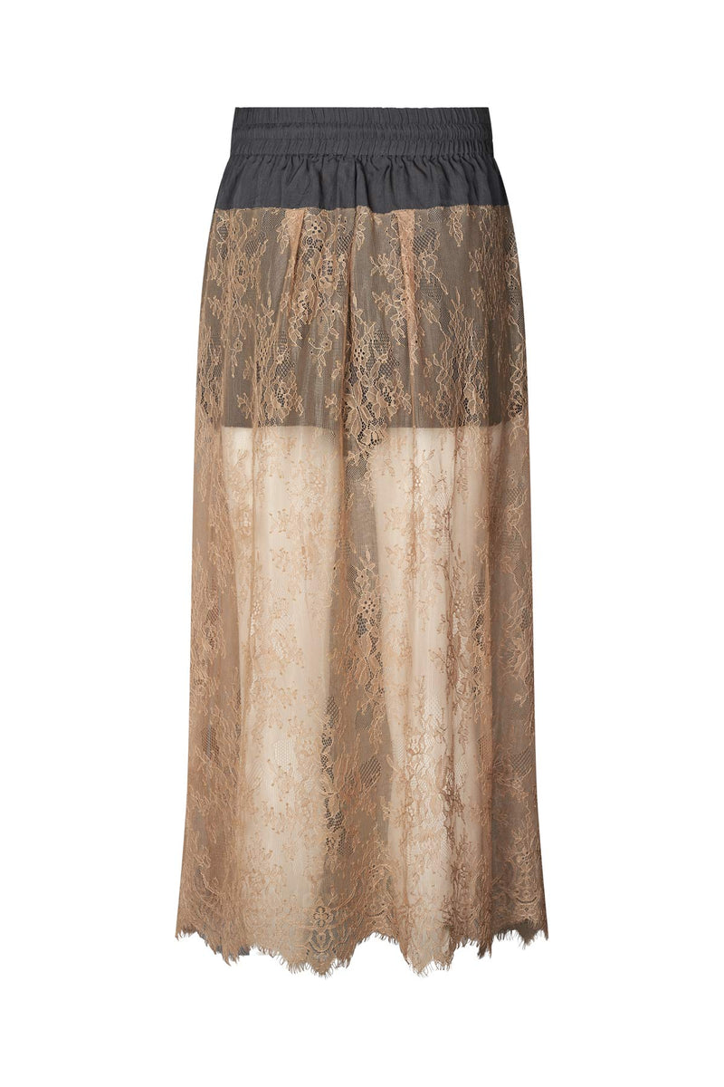 Blessing - Sheer lace skirt I Tobacco combo Tobacco combo XS 4 - Rabens Saloner - DK