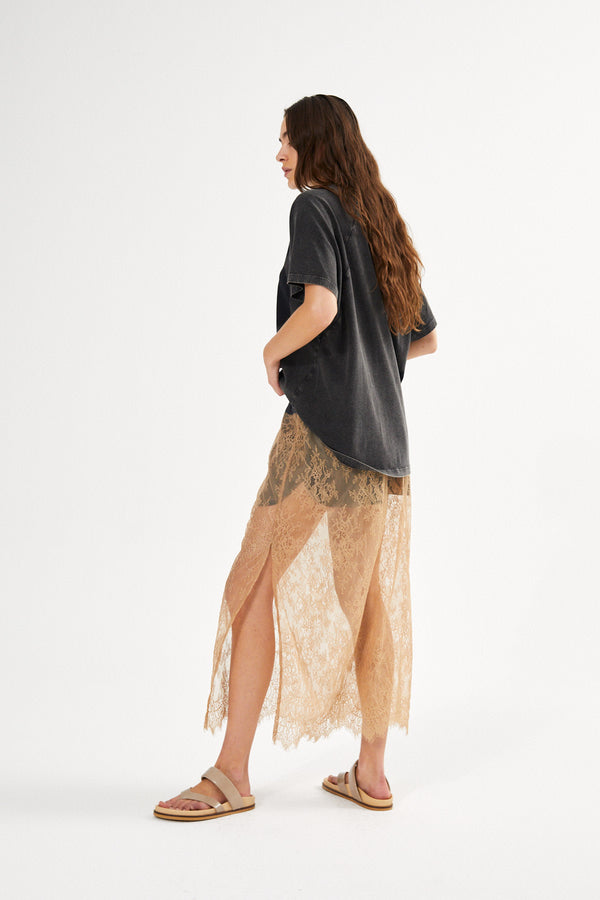 Blessing - Sheer lace skirt I Tobacco combo 2 - Rabens Saloner - DK
