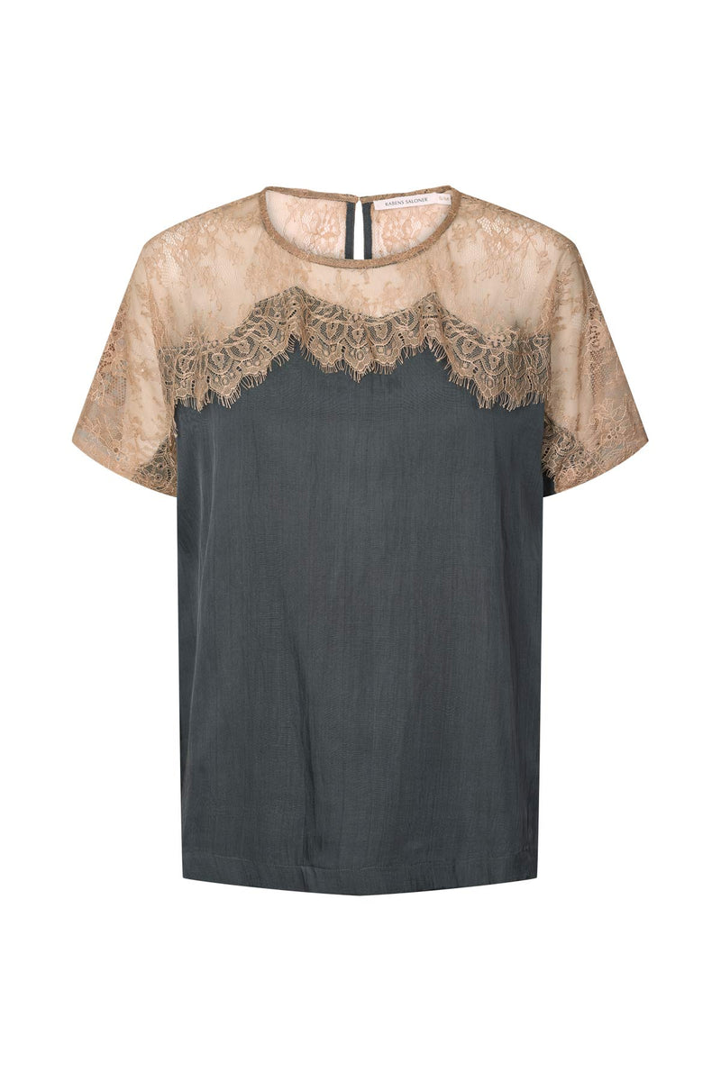 Buggi - Sheer lace t-shirt I Dark shadow combo Dark shadow combo XS/S 3 - Rabens Saloner - DK