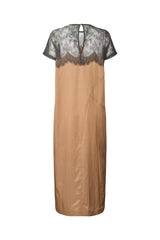 Botilla - Sheer lace t-shirt dress I Tobacco combo 2 - Rabens Saloner - DK