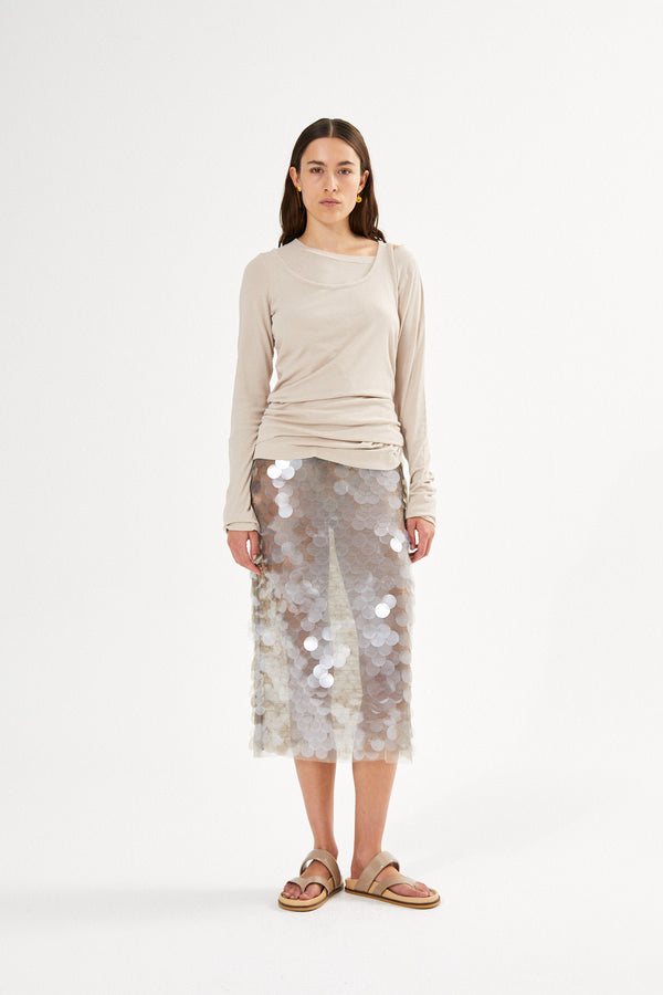 Destiny - Double jersey long sleeve top I Dirty chalk 1 - Rabens Saloner - DK