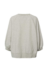 Nona - Sweat raglan 3/4 sleeve top I Grey melange 4 - Rabens Saloner - DK