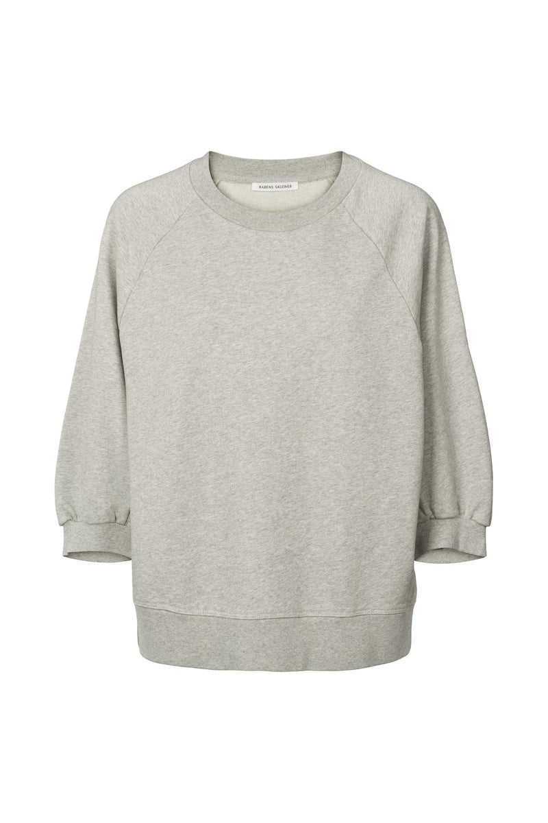 Nona - Sweat raglan 3/4 sleeve top I Grey melange Grey melange XS/S 3 - Rabens Saloner - DK