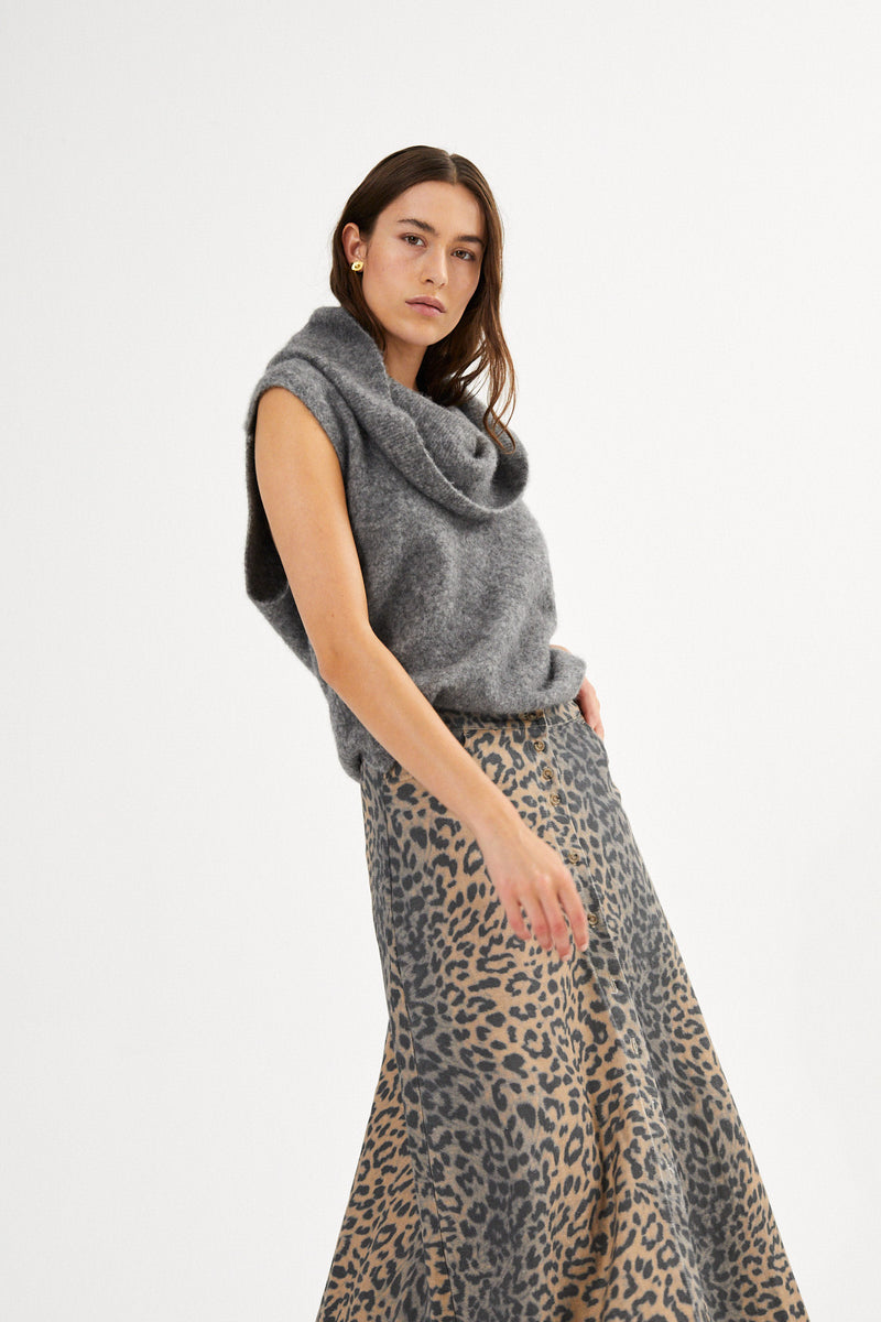 Biak - Soft knit vest I Grey melange 1 - Rabens Saloner - DK