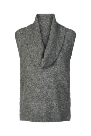 Biak - Soft knit vest I Grey melange Grey melange XS 3 - Rabens Saloner - DK