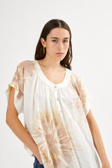 Jolin - Cartwheel blouse I Ocean combo 3 - Rabens Saloner - DK