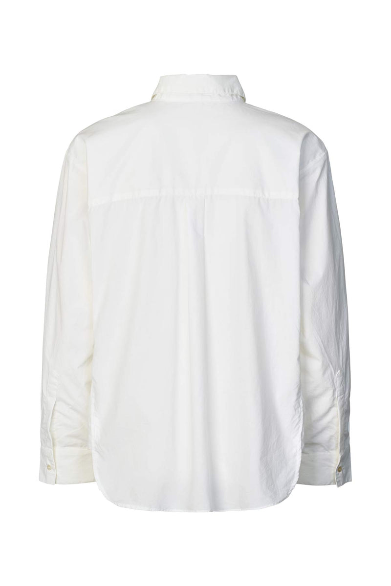 Djana - Poplin side gather shirt I White 4 - Rabens Saloner - DK