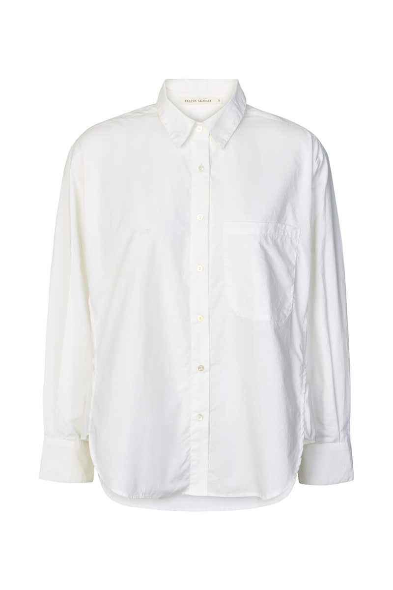 Djana - Poplin side gather shirt I White White XS 3 - Rabens Saloner - DK