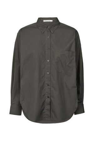 Djana - Poplin side gather shirt I Faded black Faded black XS 1 - Rabens Saloner - DK