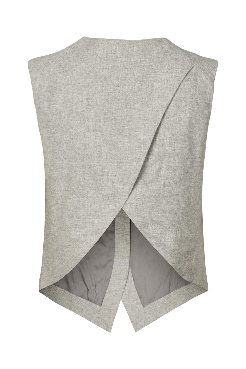Favour - Drapy tailoring vest I Grey melange 6 - Rabens Saloner - DK