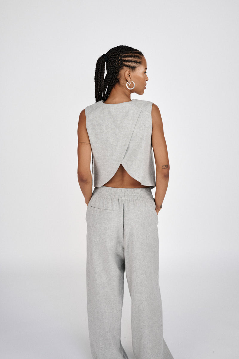 Everdeen - Drapy tailoring relaxed pants I Grey melange 4 - Rabens Saloner - DK