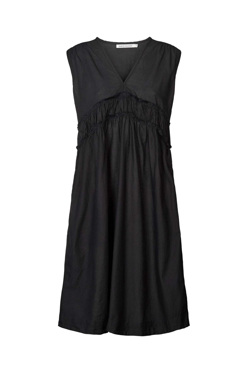 Hyben - Cotton short dress I Black Black XS 1 - Rabens Saloner - DK