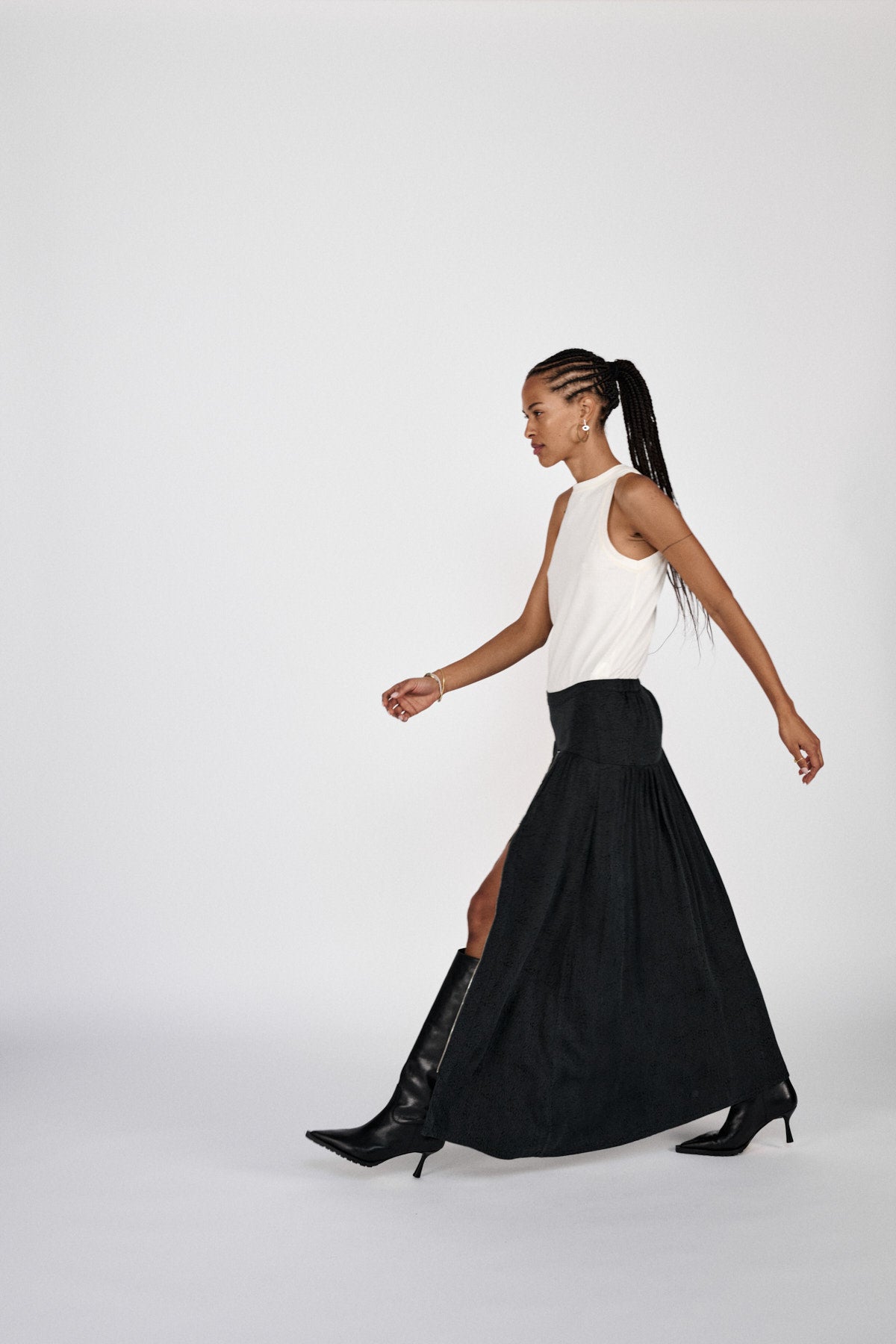 Gusta - Cluster jacquard zip skirt I Black 1 - Rabens Saloner - DK