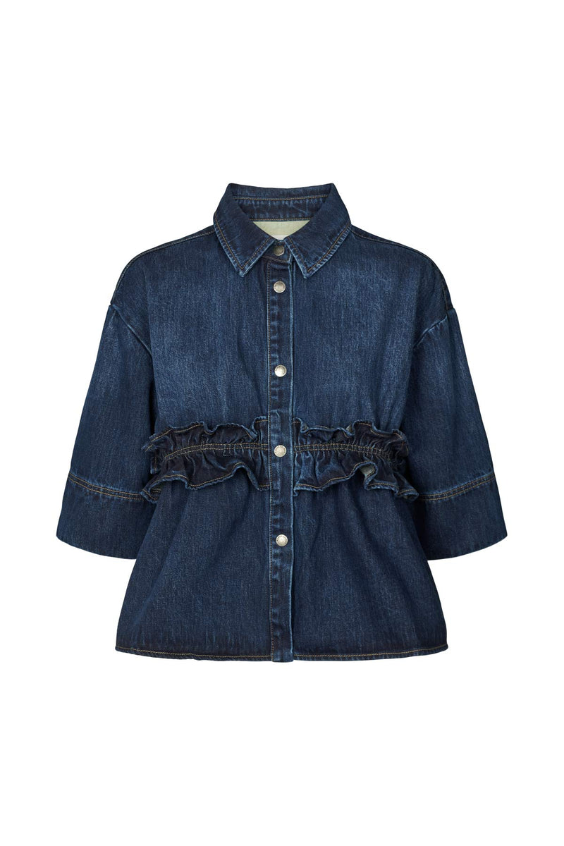 Paige - Denim shirt jacket I Dark washed indigo Dark washed indigo XS 5 - Rabens Saloner - DK