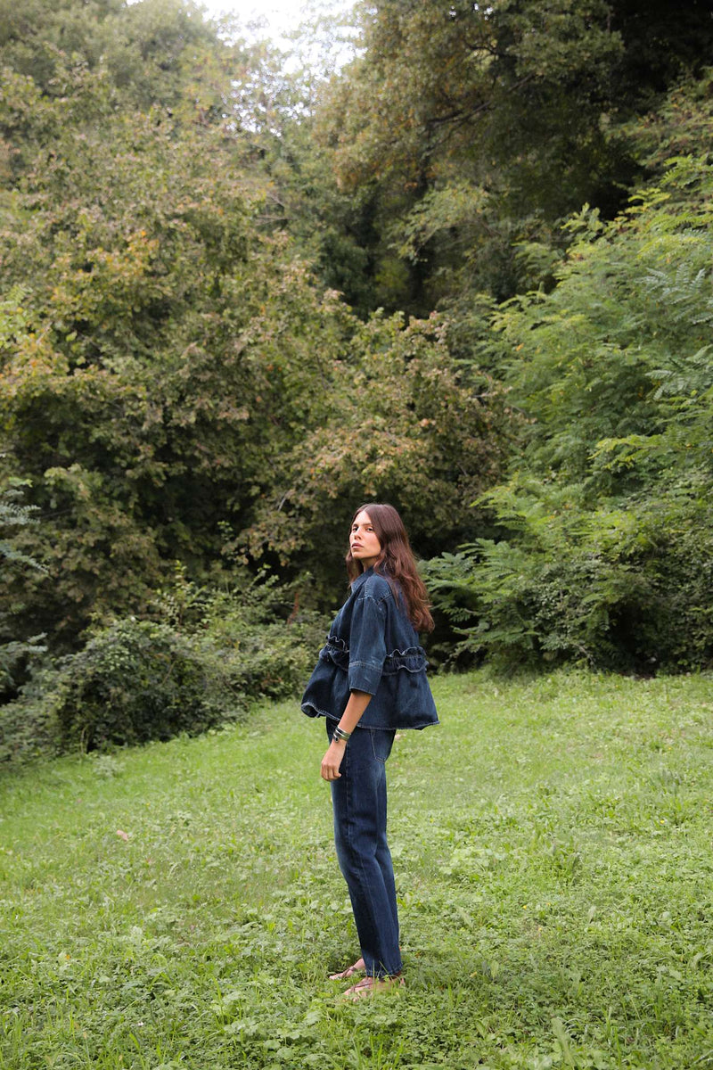 Fine - Denim cropped pants I Dark washed indigo 2 - Rabens Saloner - DK