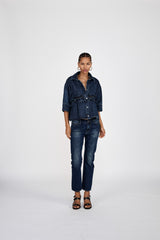 Fine - Denim cropped pants I Dark washed indigo 1 - Rabens Saloner - DK