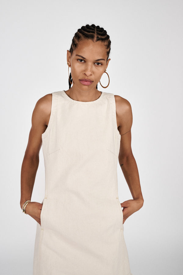 Lizl - Denim ecru dress I Ecru 2 - Rabens Saloner - DK