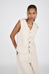 Banu - Denim ecru vest I Ecru 1 - Rabens Saloner - DK