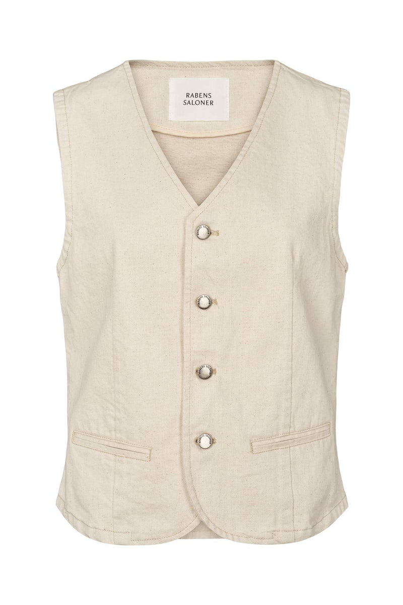 Banu - Denim ecru vest I Ecru Ecru XS 3 - Rabens Saloner - DK