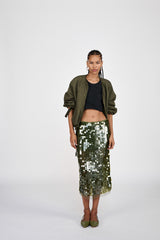 Lior - Clover sequins pencil skirt I Army Green 1 - Rabens Saloner - DK
