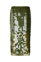 Lior - Clover sequins pencil skirt I Army Green 8 - Rabens Saloner - DK