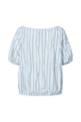 Lotte - Reverse stripe elasticated top I Blue pyjama stripe 6 - Rabens Saloner - DK
