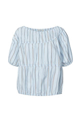 Lotte - Reverse stripe elasticated top I Blue pyjama stripe Blue pyjama stripe XS/S 5 - Rabens Saloner - DK