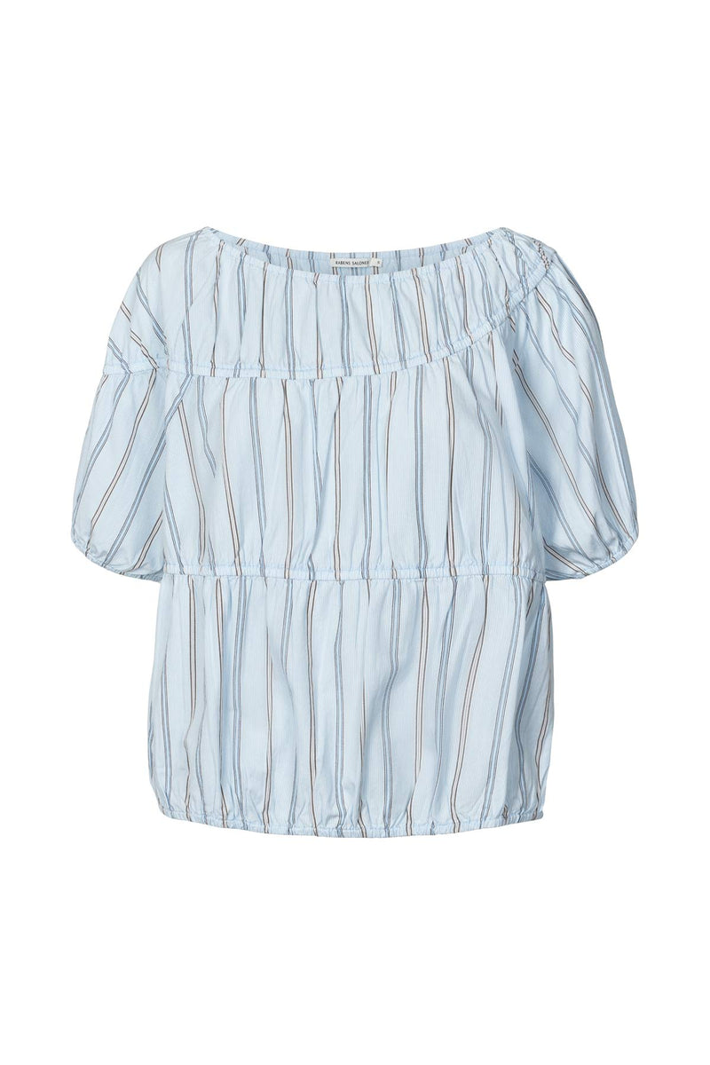 Lotte - Reverse stripe elasticated top I Blue pyjama stripe Blue pyjama stripe XS/S 5 - Rabens Saloner - DK