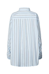 Bobbies - Reverse stripe oversized shirt I Blue pyjama stripe 3 - Rabens Saloner - DK
