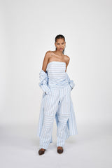Fresia - Reverse stripe military pants I Blue pyjama stripe 3 - Rabens Saloner - DK