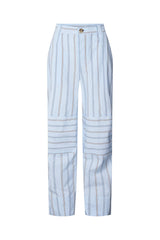 Fresia - Reverse stripe military pants I Blue pyjama stripe Blue pyjama stripe XS 7 - Rabens Saloner - DK