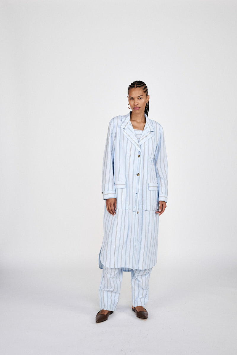 Fresia - Reverse stripe military pants I Blue pyjama stripe 6 - Rabens Saloner - DK