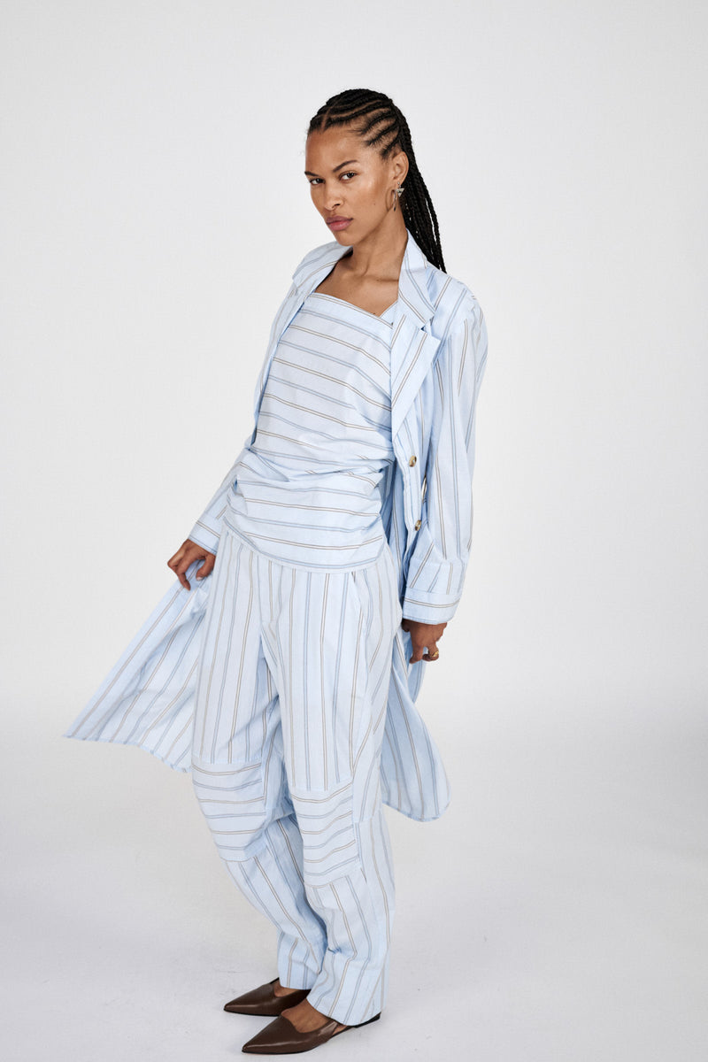 Fresia - Reverse stripe military pants I Blue pyjama stripe 5 - Rabens Saloner - DK