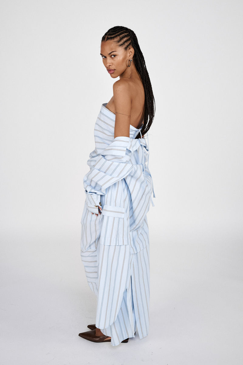 Fresia - Reverse stripe military pants I Blue pyjama stripe 4 - Rabens Saloner - DK