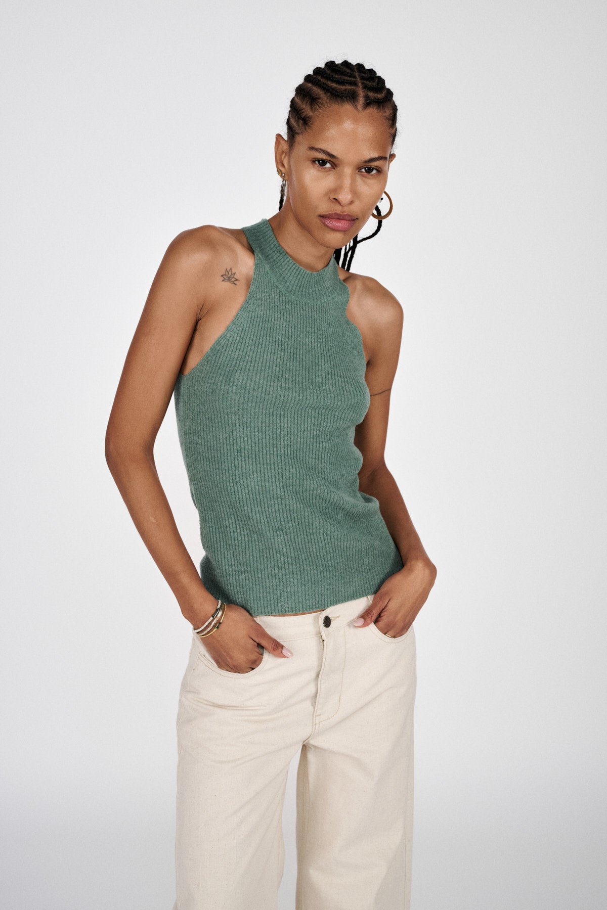 Erika - Airy tank top I Soft jade 1 - Rabens Saloner - DK