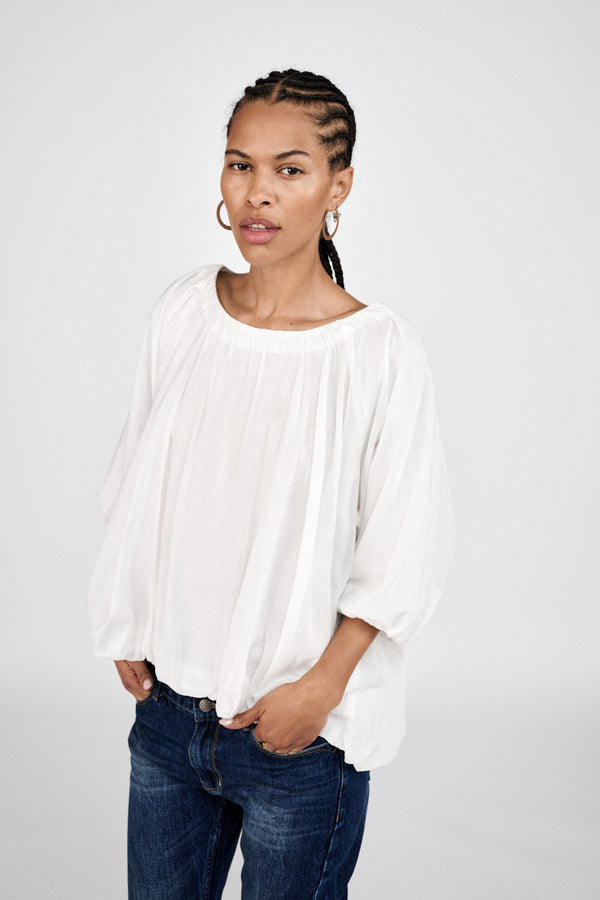 Rachelle - Voile cloud blouse I White 2 - Rabens Saloner - DK