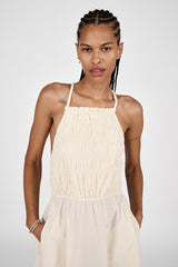 Cylle - Poplin elastic dress I Champagne 2 - Rabens Saloner - DK