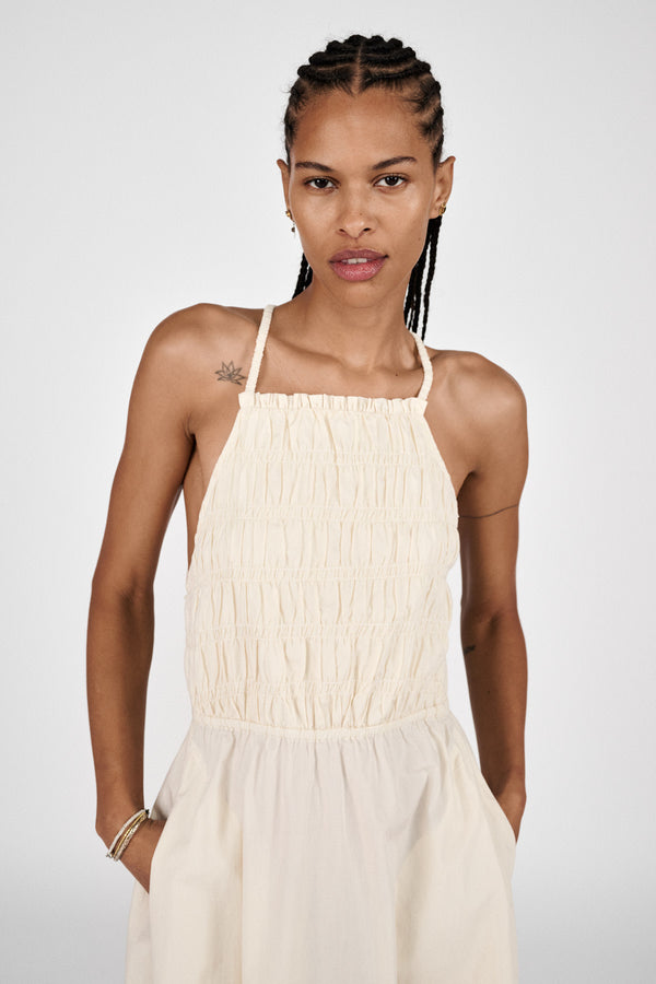 Cylle - Poplin elastic dress I Champagne 2 - Rabens Saloner - DK