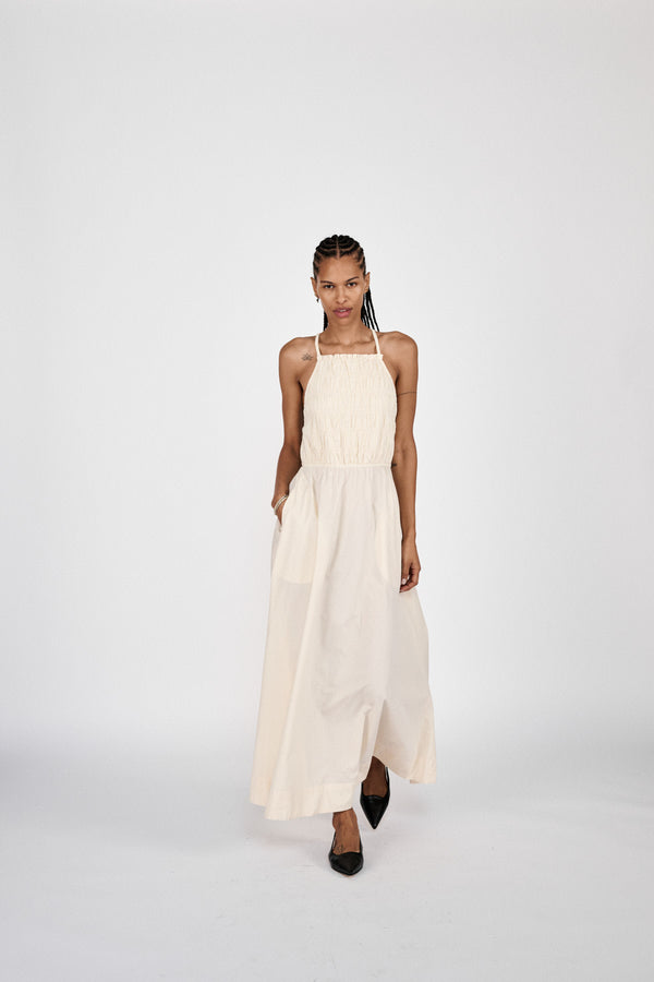 Cylle - Poplin elastic dress I Champagne 1 - Rabens Saloner - DK