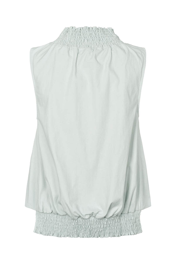 Fiola - Poplin heavy shirring top I Sky blue 2 - Rabens Saloner - DK