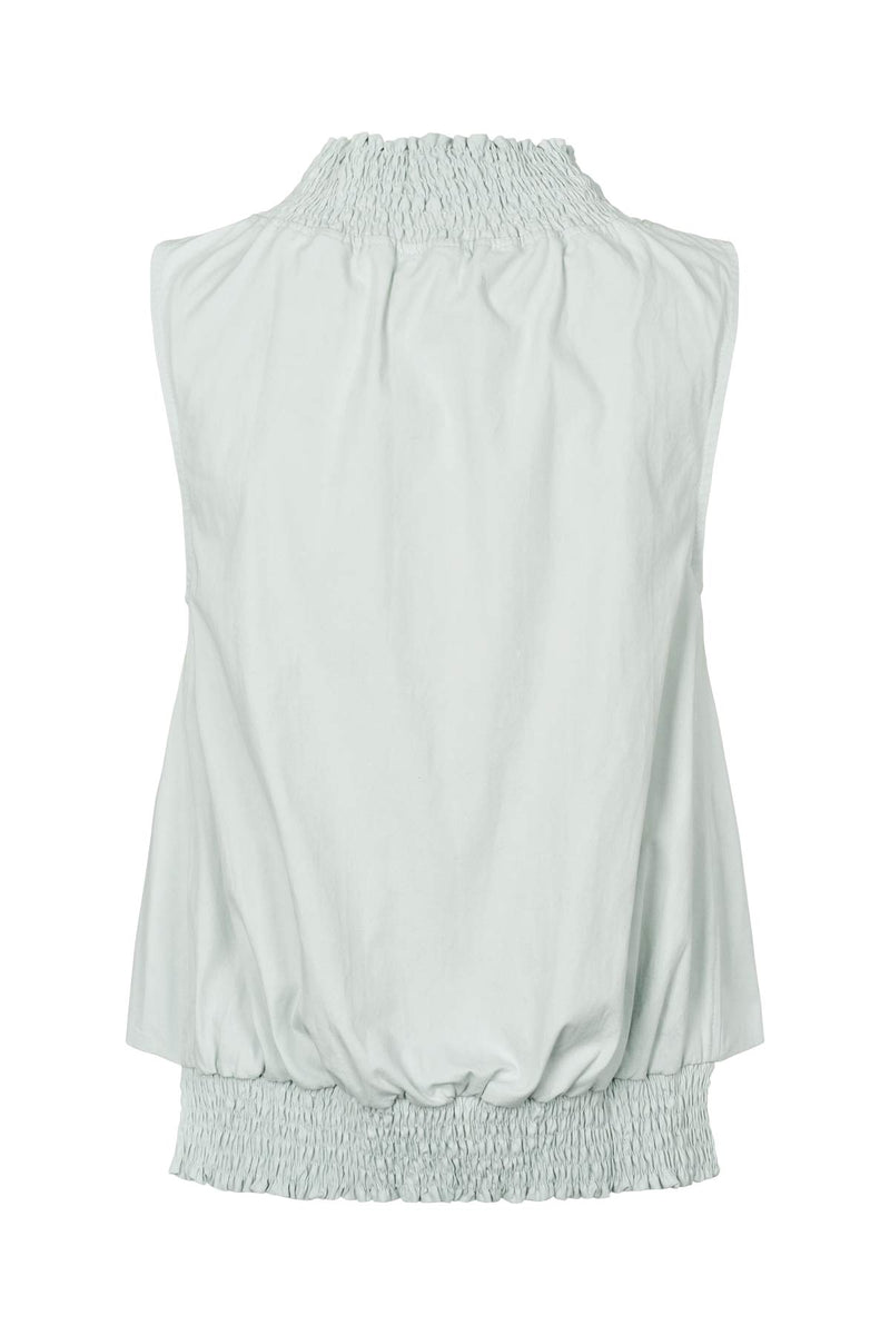 Fiola - Poplin heavy shirring top I Sky blue 2 - Rabens Saloner - DK