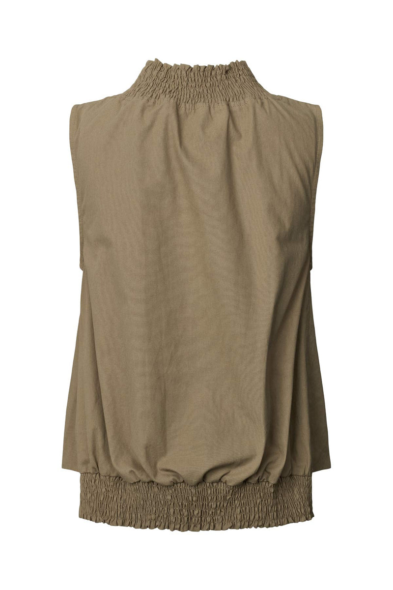 Fiola - Poplin heavy shirring top I Dry bark 5 - Rabens Saloner - DK