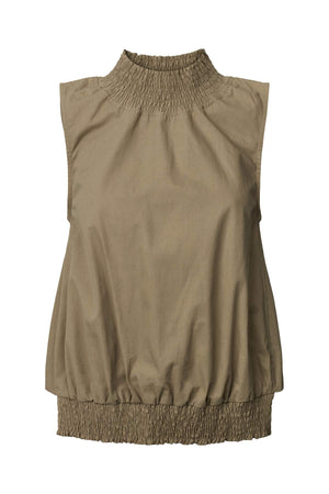 Fiola - Poplin heavy shirring top I Dry bark Dry bark XS 4 - Rabens Saloner - DK