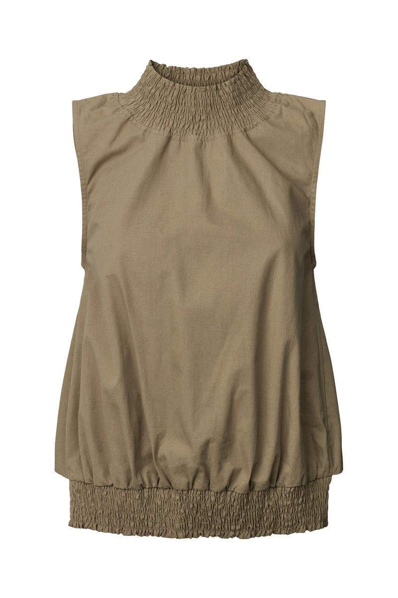 Fiola - Poplin heavy shirring top I Dry bark Dry bark XS 4 - Rabens Saloner - DK