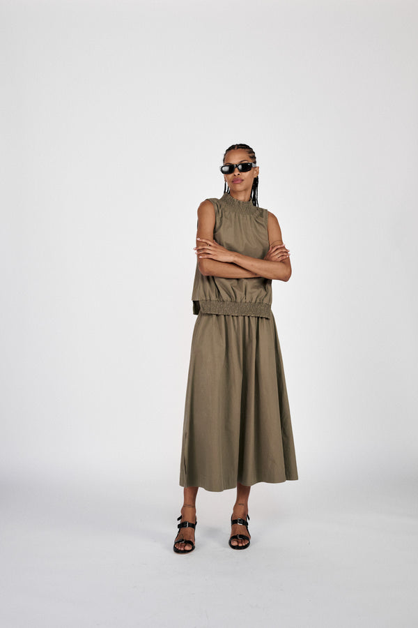 Fiola - Poplin heavy shirring top I Dry bark 2 - Rabens Saloner - DK