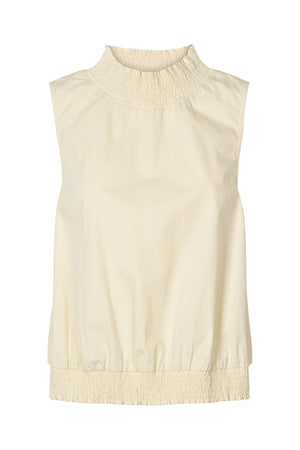 Fiola - Poplin heavy shirring top I Champagne Champagne XS 1 - Rabens Saloner - DK