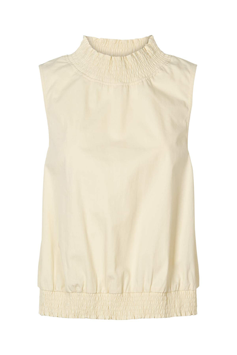 Fiola - Poplin heavy shirring top I Champagne Champagne XS 1 - Rabens Saloner - DK